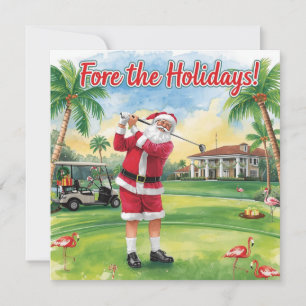 Golf God jul med Jultomten och flamingo