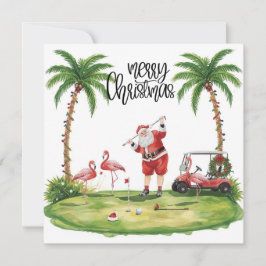 Golf God jul med Jultomten och flamingo