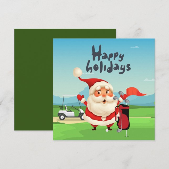 Golf God jul med Jultomten på flagga Car Kort (Fram/baksida)