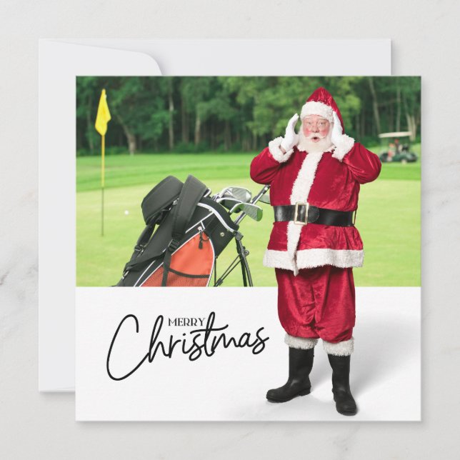 Golf God jul med Jultomten på Grönt Julkort (Framsida)
