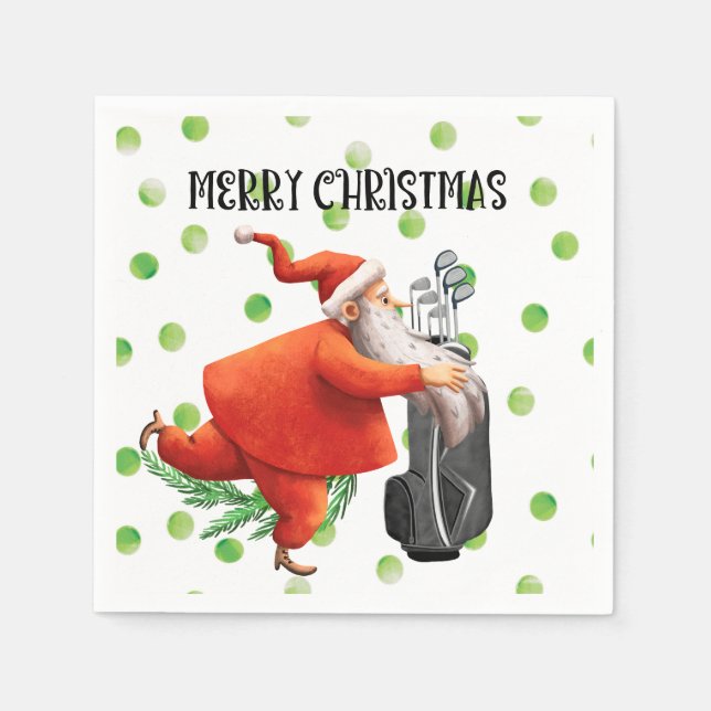 Golf God jul med Jultomten Pappersservett (Framsidan)