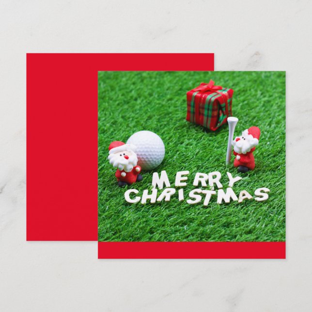Golf God jul med jultomten som spelar golfer (Fram/baksida)
