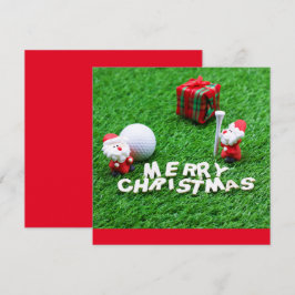 Golf God jul med jultomten som spelar golfer