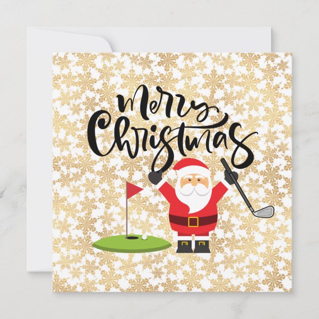 Golf God jul med jultomten som spelar golfer (Framsida)
