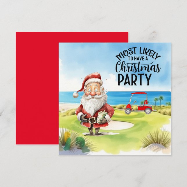 Golf God jul med jultomten som spelar golfer (Fram/baksida)