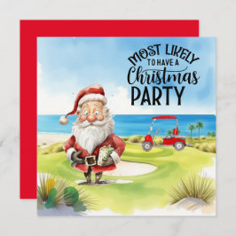 Golf God jul med jultomten som spelar golfer