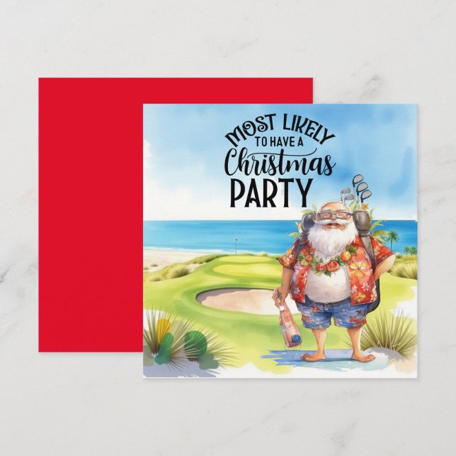 Golf God jul med jultomten som spelar golfer (Fram/baksida)