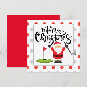 Golf God jul med jultomten som spelar golfer