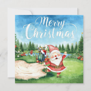 Golf God jul med jultomten som spelar golfer