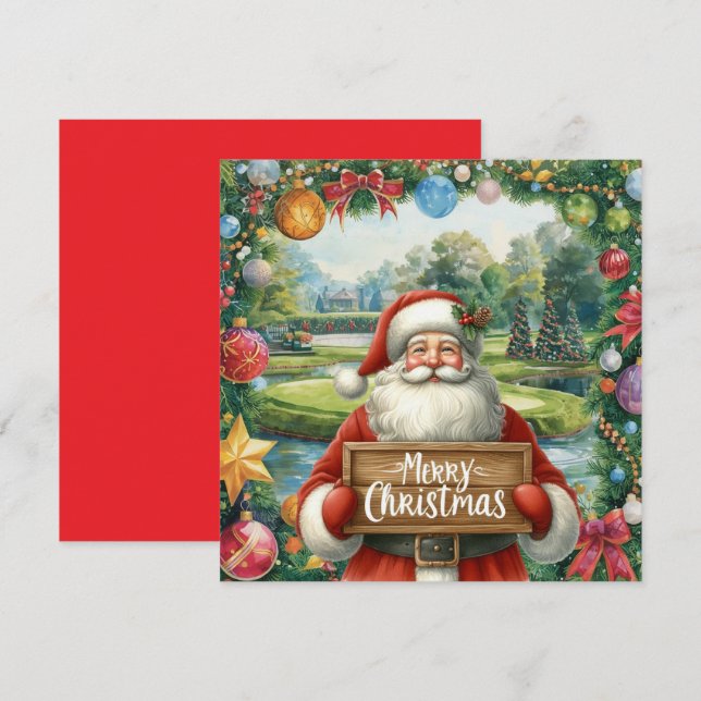 Golf God jul med jultomten som spelar golfer (Fram/baksida)