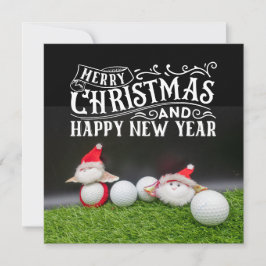 Golf God jul med jultomten som spelar golfer