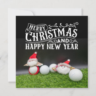 Golf God jul med jultomten som spelar golfer