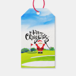 Golf God jul med jultomten som spelar golfer Presentetikett