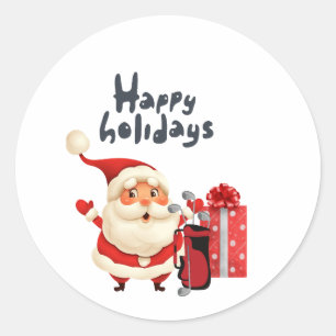 Golf God jul med Santa glad helg Runt Klistermärke