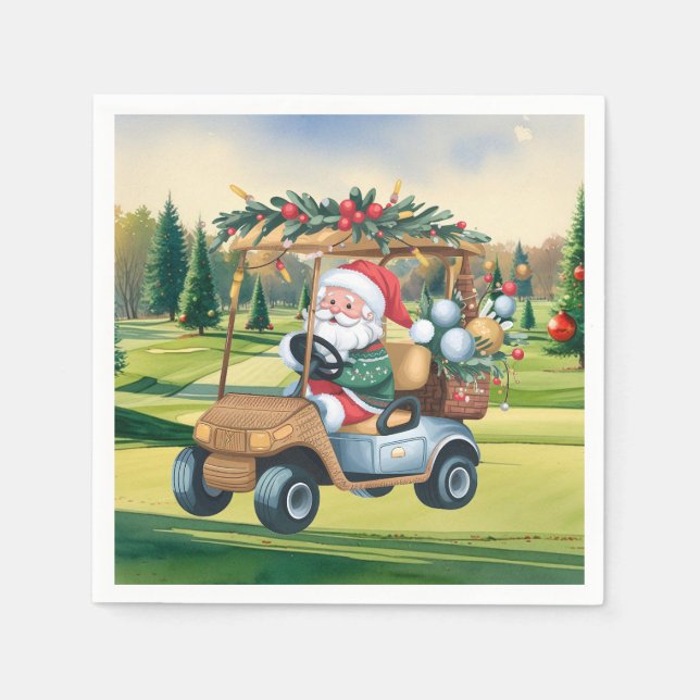 Golf God jul med Santa Golfing Pappersservett (Framsidan)