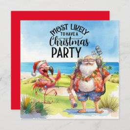 Golf God jul med Santa och flamingo