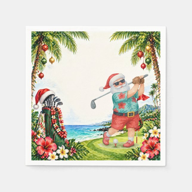 Golf God Jul med Tomte farbror Pappersservett (Framsidan)