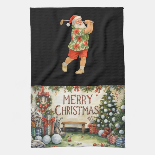 Golf God Jul med Tomte Golfar Kökshandduk (Vertikal)