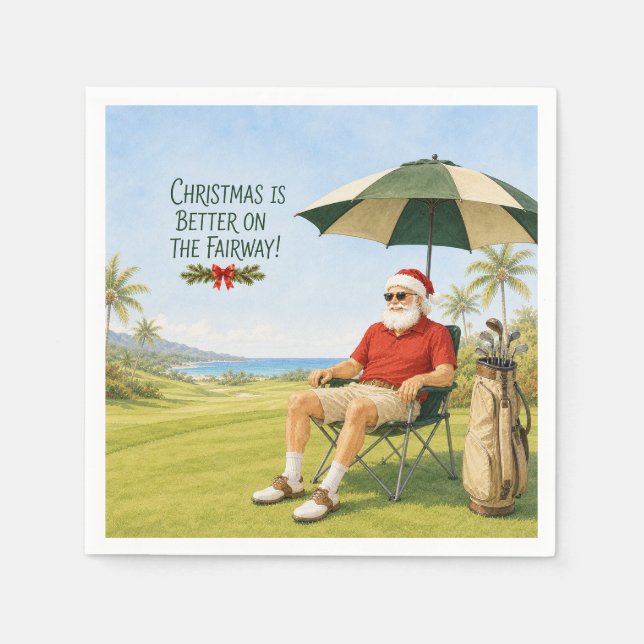 Golf God Jul med Tomte  Pappersservett (Framsidan)