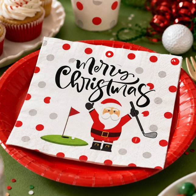 Golf God Jul med Tomte  Pappersservett (Skapare uppladdad)
