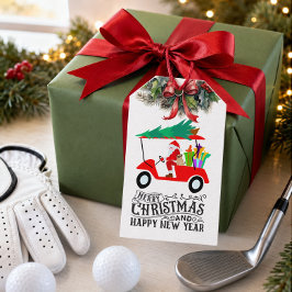 Golf God Jul med Tomte ridning golf kärra Presentetikett