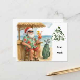 Golf God jul Santa Golfer Beach ThMeed Helg Vykort