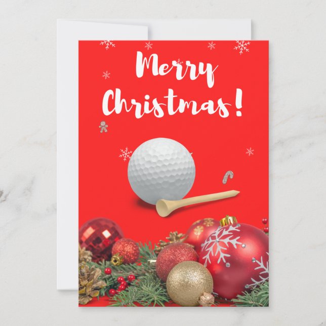Golf God jul till Golfer med ornament Julkort (Framsida)