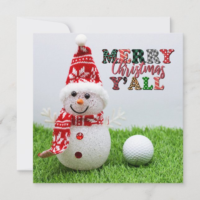 Golf God jul till Golfer med Snögubbe Kort (Framsida)