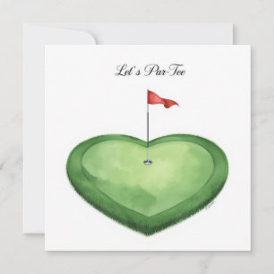 Golf golf flagg på hjärtform på putting green inbjudningar