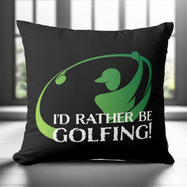 Golf Golfande Modern Golfare Sport Svart Grön Hem Kudde (Golf Golfing Modern Golfer Sports Black Green Home Throw Pillow)