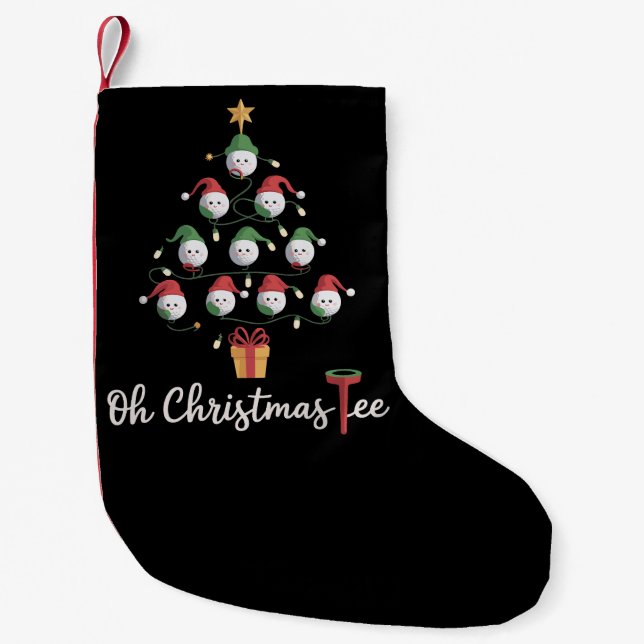 Golf Golfare Rollig Golfande Oh Jul Tee Liten Julstrumpa (Framsidan)