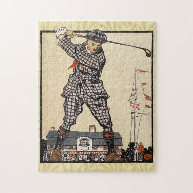 Golf Golfare Vintage Antik Golfande Pussel (Vertikal)