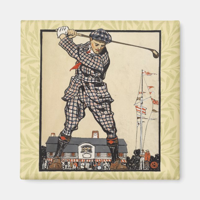 Golf Golfare Vintage Antik Golfning Magnet (Framsidan)