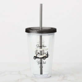 Golf Golfer Cart Acrylic Tumbler med lock Take Away Mugg