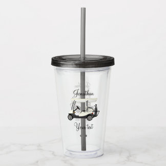 Golf Golfer Cart Acrylic Tumbler med lock Take Away Mugg