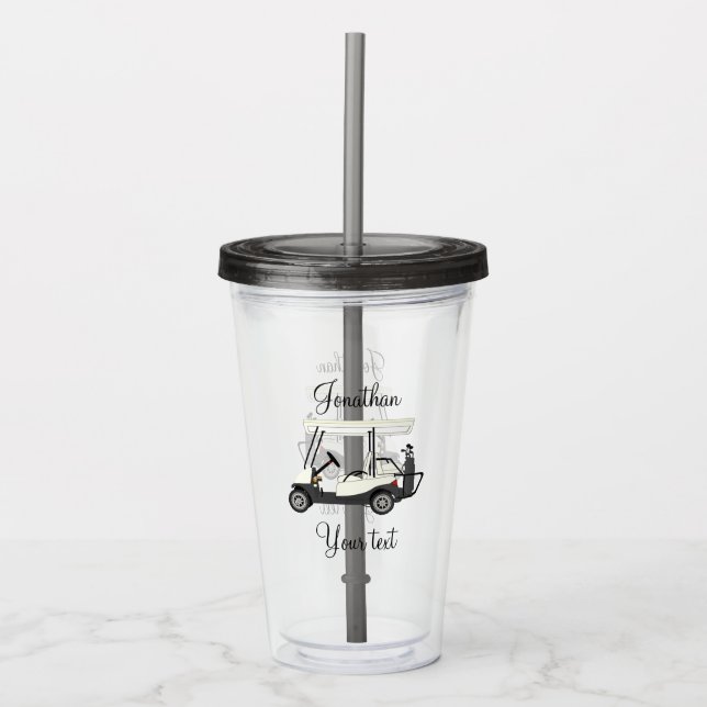 Golf Golfer Cart Acrylic Tumbler med lock Take Away Mugg (Framsida)