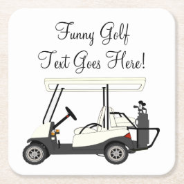 Golf Golfer Cart Personlig Beer Soda Papprare Underlägg Papper Kvadrat