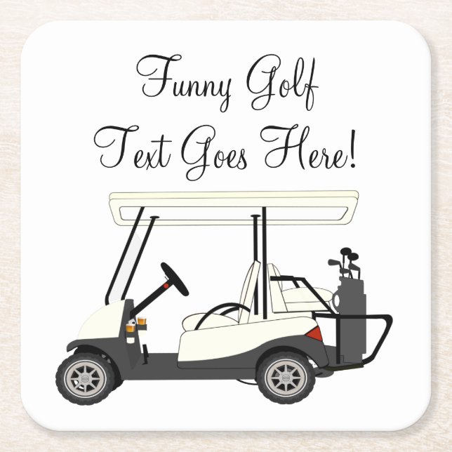 Golf Golfer Cart Personlig Beer Soda Papprare Underlägg Papper Kvadrat (Framsidan)