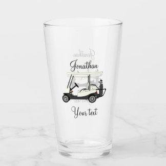 Golf Golfer Cart Pint Drinking Glass Glaskopp