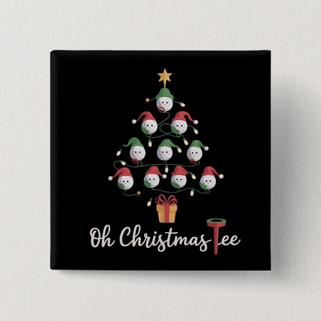 Golf Golfer Funny Golfing Oh Christmas Tee Knapp (Framsida)