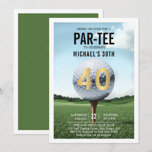 Golf Golfer Golfing Modern Manar 40:e födelsedagen Inbjudningar