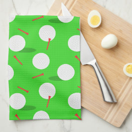 Golf Golfer Golfing, Roligt Golf Bollar och Tees Kökshandduk