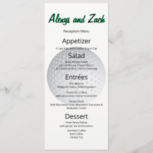Golf Golfer Sports Älskare Tee Reception Menu Meny
