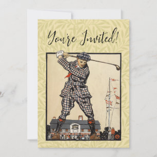 Golf Golfer Vintage Antique Golfing Inbjudningar