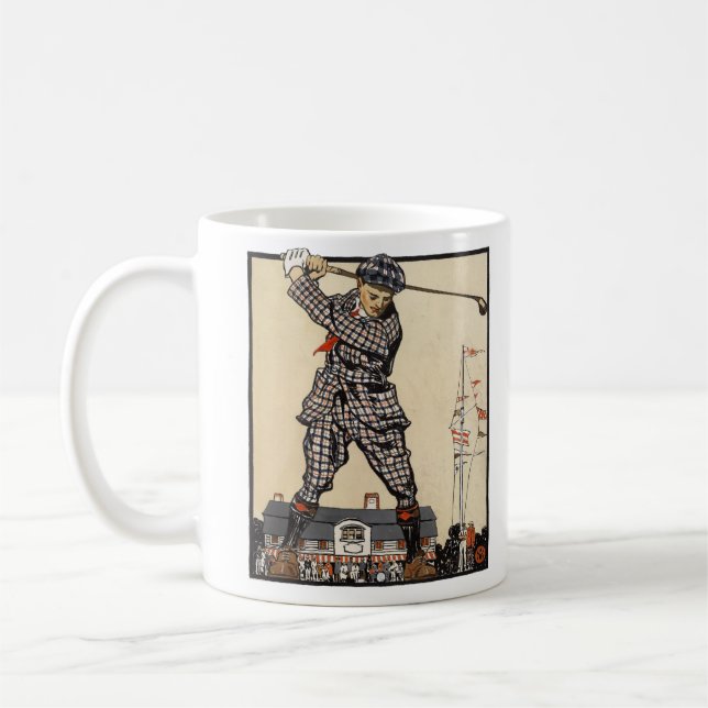 Golf Golfer Vintage Antique Golfing Kaffemugg (Vänster)