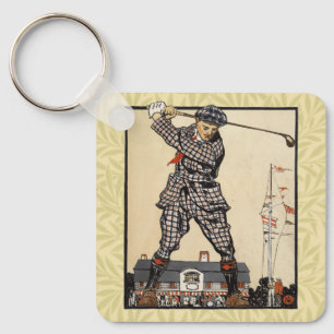 Golf Golfer Vintage Antique Golfing Nyckelring