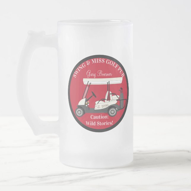 Golf Golfing Cart Frosted Beer Mugg Drinkware Glas (Vänster)