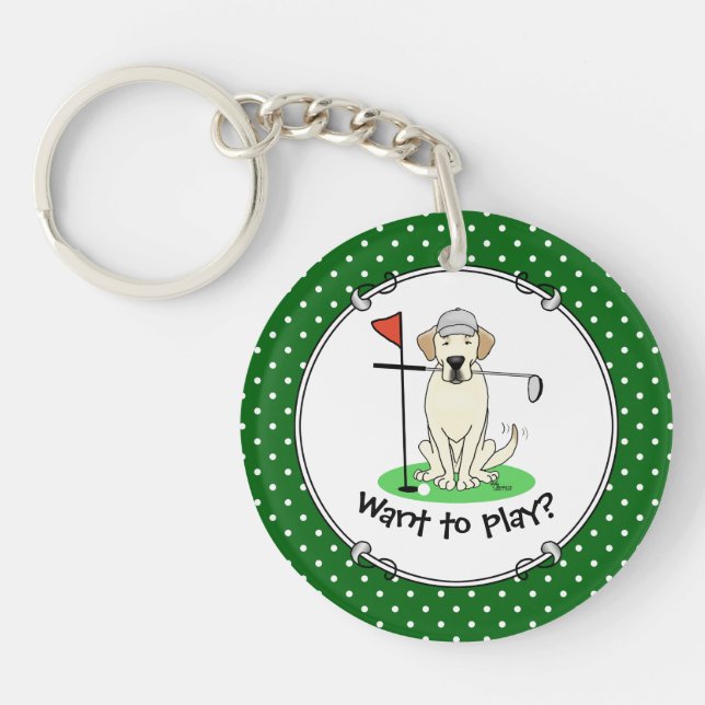 Golf Golfing Gul lab Labrador Retriever Hund (Framsidan)