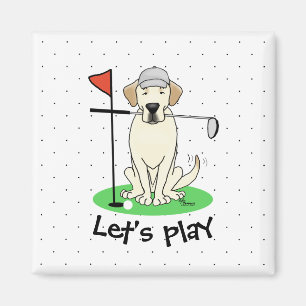 Golf Golfing Gul lab Labrador Retriever Hund Magnet