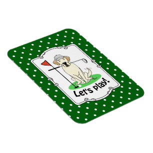 Golf Golfing Gul lab Labrador Retriever Hund Magnet